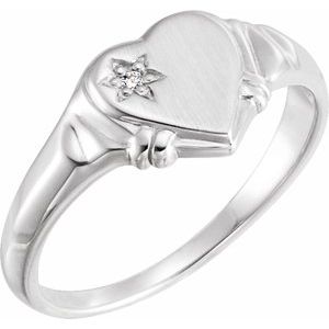 14K White .005 CT Diamond Heart Ring - Siddiqui Jewelers