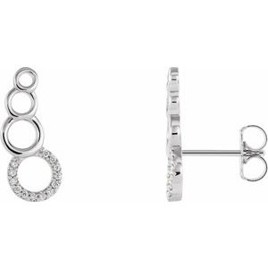 14K White .06 CTW Diamond Geometric Ear Climbers - Siddiqui Jewelers