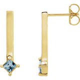 14K Yellow London Blue Topaz Bar Drop Earrings - Siddiqui Jewelers