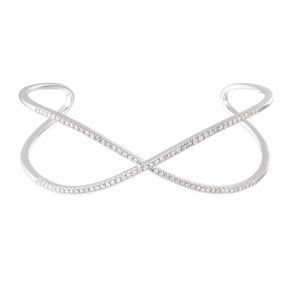 14K White 3/4 CTW Diamond Criss-Cross Cuff 7" Bracelet - Siddiqui Jewelers