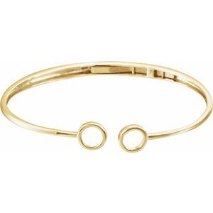 14K Yellow Hinged Circle Cuff 7" Bracelet - Siddiqui Jewelers