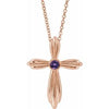 14K Rose Amethyst Cross 16-18" Necklace - Siddiqui Jewelers