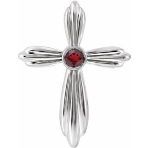 14K White Mozambique Garnet Cross Pendant - Siddiqui Jewelers