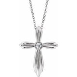 Sterling Silver .06 CTW Diamond Cross 16-18" Necklace - Siddiqui Jewelers