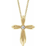 14K Yellow .06 CTW Diamond Cross 16-18" Necklace - Siddiqui Jewelers