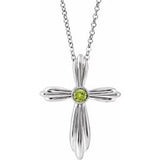 14K White Peridot Cross 16-18" Necklace - Siddiqui Jewelers