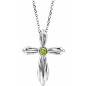 Sterling Silver Peridot Cross 16-18" Necklace - Siddiqui Jewelers