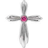 14K White Pink Tourmaline Cross Pendant - Siddiqui Jewelers