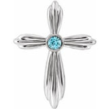 14K White Blue Zircon Cross Pendant - Siddiqui Jewelers