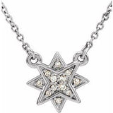 14K White .04 CTW Diamond Star 16-18" Necklace - Siddiqui Jewelers