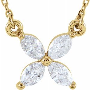 14K Yellow 1/2 CTW Diamond Floral-Inspired 16" Necklace - Siddiqui Jewelers