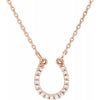 14K Rose .07 CTW Diamond Horseshoe 16" Necklace - Siddiqui Jewelers