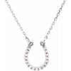 14K White .07 CTW Diamond Horseshoe 16" Necklace - Siddiqui Jewelers