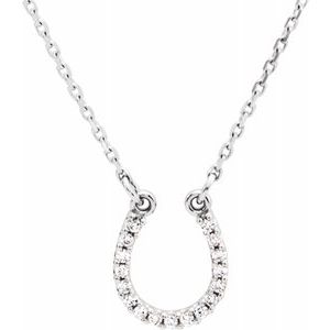 14K White .07 CTW Diamond Horseshoe 16" Necklace - Siddiqui Jewelers