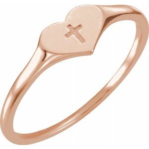 14K Rose Heart & Cross Ring Size 3 - Siddiqui Jewelers