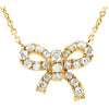 14K Yellow 1/6 CTW Diamond Bow 18" Necklace - Siddiqui Jewelers