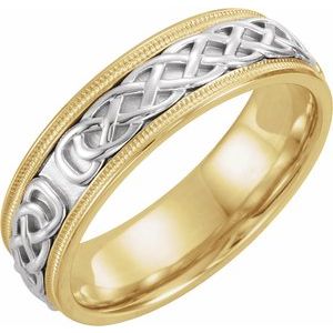 14K Yellow & White 7 mm Celtic-Inspired Band Size 12 - Siddiqui Jewelers