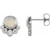 14K White Opal & 1/8 CTW Diamond Earrings - Siddiqui Jewelers