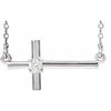 Sterling Silver .03 CTW Diamond Sideways Cross 16-18" Necklace - Siddiqui Jewelers