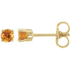 14K Yellow 3 mm Round Imitation Citrine Youth Birthstone Earrings - Siddiqui Jewelers