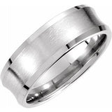 Platinum 7.5 mm Concave Beveled-Edge Band with Satin Finish Size 8 - Siddiqui Jewelers