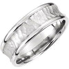 14K White 7.5 mm Concave Band with Hammer Finish Size 10.5 - Siddiqui Jewelers
