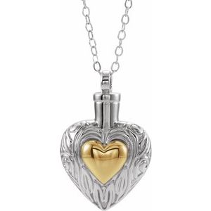 Sterling Silver 14K Yellow Gold-Plated Heart Ash Holder 18" Necklace - Siddiqui Jewelers