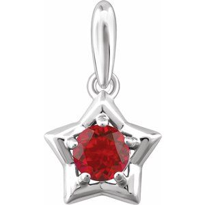 Sterling Silver 3 mm Round January Youth Star Birthstone Pendant - Siddiqui Jewelers