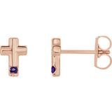 14K Rose Amethyst Cross Earrings - Siddiqui Jewelers