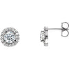 14K White 5 mm Round Forever One&trade; Moissanite & 1/3 CTW Diamond Earrings - Siddiqui Jewelers