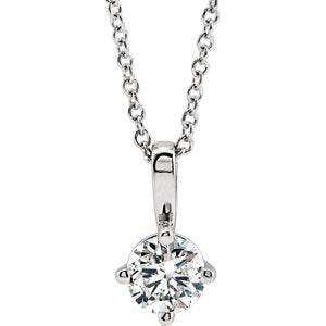 14K White 3/8 CT Diamond Solitaire 16-18" Necklace - Siddiqui Jewelers