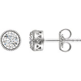 14K White Sapphire "April" Birthstone Earrings - Siddiqui Jewelers