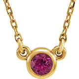 14K Yellow 4 mm Round Pink Tourmaline Bezel-Set Solitaire 16" Necklace - Siddiqui Jewelers