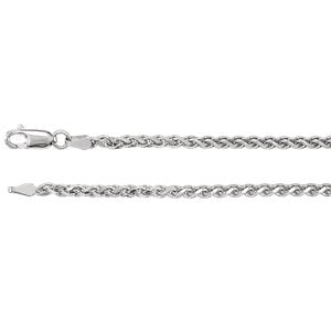 14K White 2.75 mm Diamond Cut Wheat 7" Chain - Siddiqui Jewelers