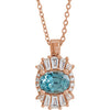 14K Rose Blue Zircon & 1/3 CTW Diamond 16-18" Necklace - Siddiqui Jewelers