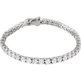 Rhodium-Plated Sterling Silver 3 mm Round Cubic Zirconia Line 7" Bracelet - Siddiqui Jewelers