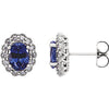 14K White Chatham® Created Blue Sapphire & 1/3 CTW Diamond Earrings - Siddiqui Jewelers