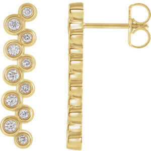 14K Yellow 1/3 CTW Diamond Bezel-Set Bar Earrings - Siddiqui Jewelers