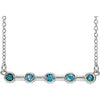 14K White Blue Zircon Bezel-Set 16" Bar Necklace - Siddiqui Jewelers