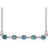 14K White Blue Zircon Bezel-Set 16" Bar Necklace - Siddiqui Jewelers