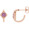 14K Rose Pink Sapphire Geometric J-Hoop Earrings - Siddiqui Jewelers