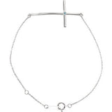 14K White Aquamarine Sideways Cross Bracelet - Siddiqui Jewelers