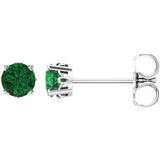14K White Emerald 4-Prong Scroll Setting® Stud Earrings - Siddiqui Jewelers