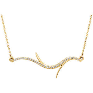 14K Yellow 1/8 CTW Diamond Freeform Bar 18" Necklace - Siddiqui Jewelers