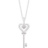 Sterling Silver .006 CT Diamond Key 16-18" Necklace - Siddiqui Jewelers