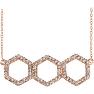 14K Rose 1/4 CTW Diamond Geometric 16-18" Necklace - Siddiqui Jewelers