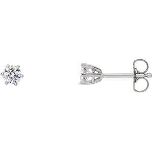 14K White 3 mm I1 1/5 CTW Diamond 6-Prong Wire Basket Earrings - Siddiqui Jewelers