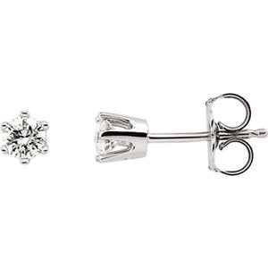 14K White 1/6 CT Diamond Friction Post Stud Earrings - Siddiqui Jewelers