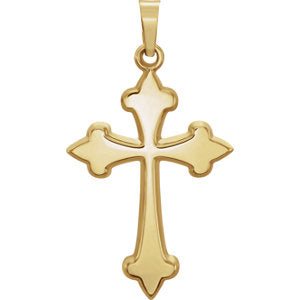 14K Yellow 32.2x17.7 mm Hollow Cross Pendant - Siddiqui Jewelers