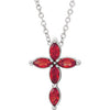 14K White Ruby Cross Necklace - Siddiqui Jewelers
